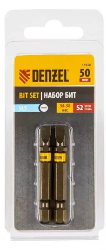 Набор бит Denzel / Дензел для шуруповерта, из легированной стали, SL, длина 50мм, 2шт. / оснастка