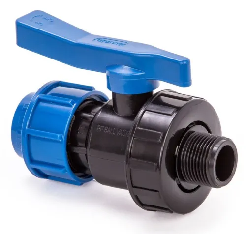 Кран компрессионный Lammin / Ламмин обжимной, для ПНД труб, из полиэтилена низкого давления, диаметр 32мм, наружная резьба 1дюйм / водоснабжение