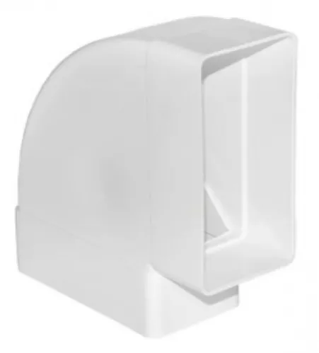 Колено для воздуховода ERA / Эра прямоугольное горизонтальное пластиковое, белое, 120х60мм / вентиляция