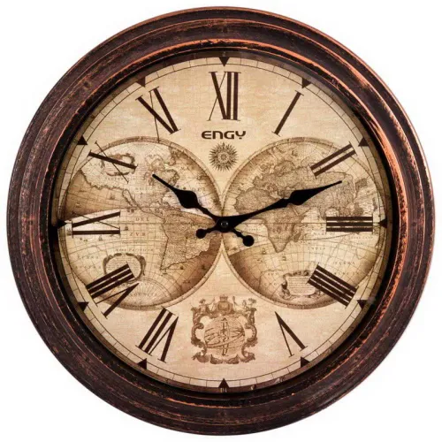 Часы настенные ENGY ЕС-17 кварцевые, круглые, коричневые