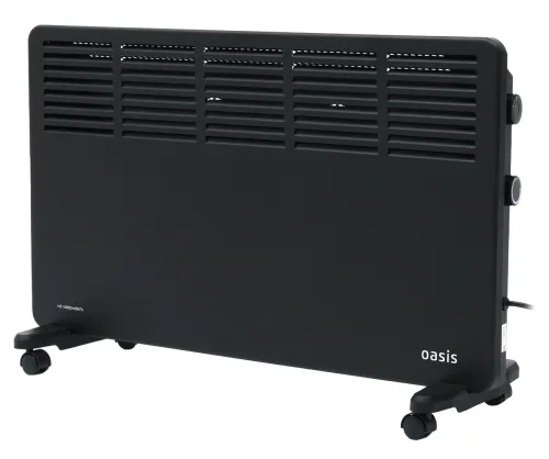 Конвектор электрический Oasis / Оазис KM-20B 1000/750 в металлическом корпусе, черный, 732х439х81мм, 2кВт, площадь обогрева 25м², IPX4 / климатическая техника
