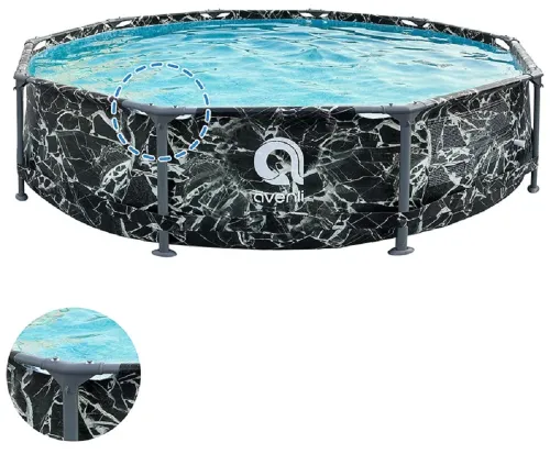 Бассейн каркасный Avenli / Авенли с усиленным каркасом круглый, из ПВХ, черно-серый, 305х76см, 4672л / дом и сад