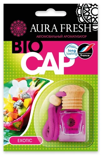 Ароматизатор автомобильный Aura Fresh / Аура Фреш Bio Cap Exotic подвесной, фруктовый, 6мл / автотовары