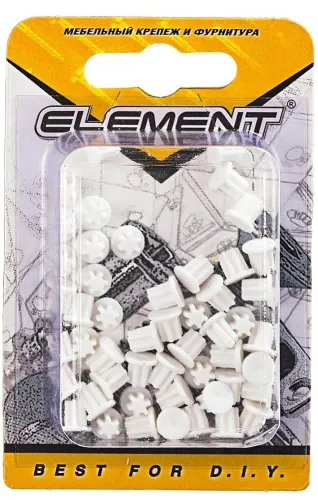 Заглушка декоративная Element / Элемент для закрытия головок шурупов и винтов, пластиковая, белая, 5мм, 50шт. / строительство и ремонт