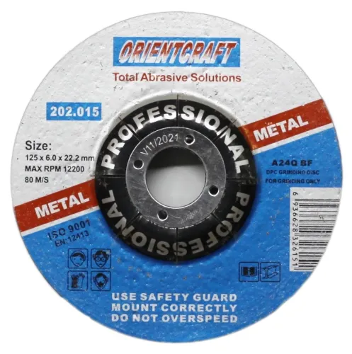 Круг зачистной ORIENTCAFT / Ориенткрафт по металлу, абразивный, толщина 6мм, посадочный диаметр 22.2мм, 125мм / оснастка