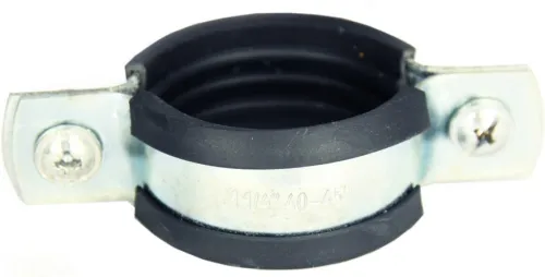 Хомут сантехнический MasterProf / МастерПроф для труб диаметром 42-45мм (1 1/4") с резиновым уплотнением, шурупом и дюбелем, из оцинкованной стали / крепеж
