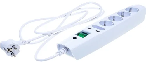 Удлинитель бытовой Эра SFU-5es-2m-W, 5 розеток, 2м, 10А