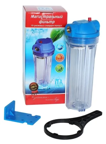 Фильтр магистральный ITA FILTER / Ита Фильтр ITA-10-3/4" для холодной воды, с прозрачной колбой из полипропилена, резьба 3/4дюйма, 12л/мин / водоснабжение