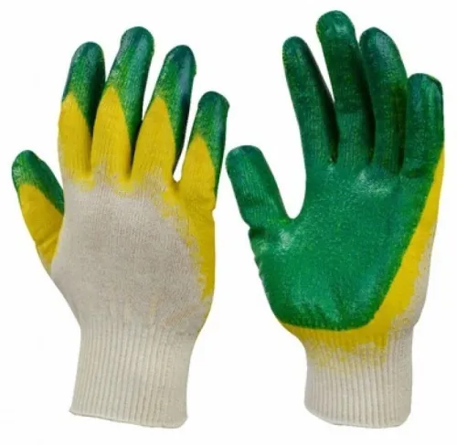 Перчатки защитные 888 рабочие трикотажные с двойной обливной ладонью из х/б и латекса / защита рук