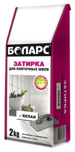 Затирка Боларс для плиточных швов, сухая, цементная, белая, 2кг / строительные смеси