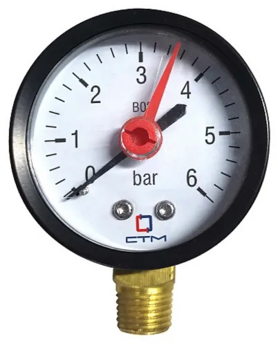 Манометр давления воды СТМ CPM14R06 с радиальным подключением, механический, из металла, 6бар, 1/4дюйм / измерительные инструменты