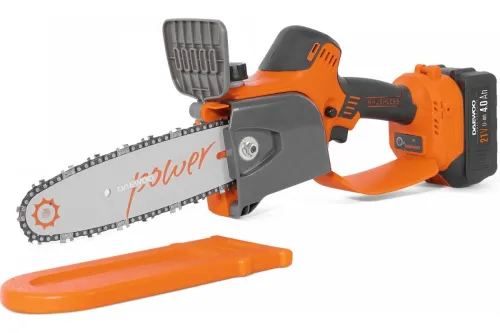 Пила цепная аккумуляторная DAEWOO / Дэу DAKS 821Li SET для пиления древесины, полотно 200мм, 1/4дюйма, 48 звеньев, Li-Ion, 4А/ч / электроинструмент