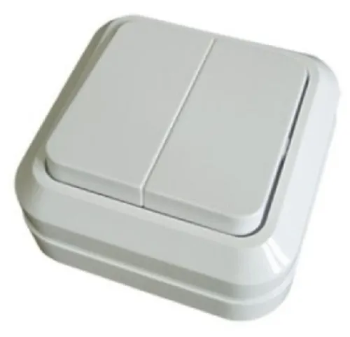 Выключатель TDM Electric Ладога двухклавишный, 220В, 10А, IP20