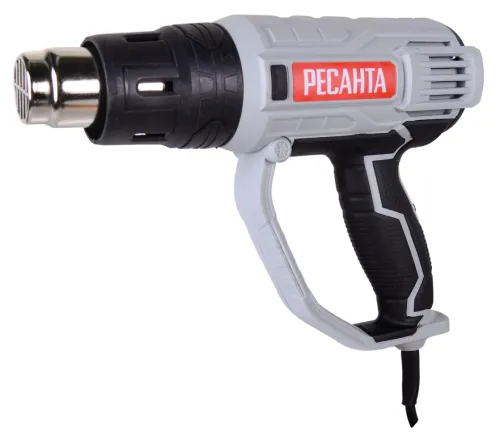 Строительный фен Ресанта ФЭ-2000К пистолетный, с регулировкой температуры, в кейсе, серый, 350-600°С, 500л/мин, 280х85х270мм, 2000Вт / инструменты