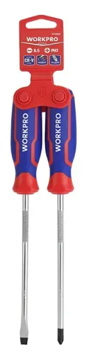 Набор отверток WORKPRO / Воркпро WP200503, с намагниченным наконечником, из CrV стали и пластика, 2шт. / инструменты