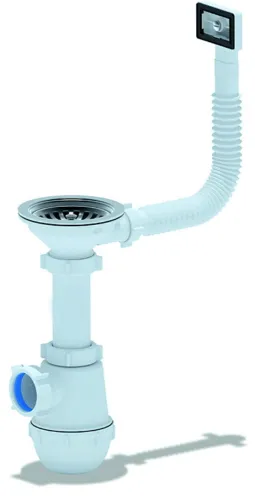 Сифон сливной Анипласт Ани Грот для кухонной мойки, белый, 40мм