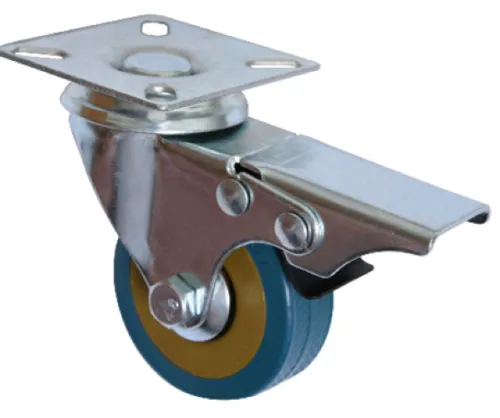 Колесо промышленное MIXTON / Микстон платформенное крепление, поворотное с тормозом, из полиуретана, диаметр 75мм, до 45кг / фурнитура