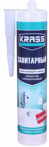 Герметик силиконовый Krass / Красс Санитарный водонепроницаемый, прозрачный, 300мл / строительство и ремонт