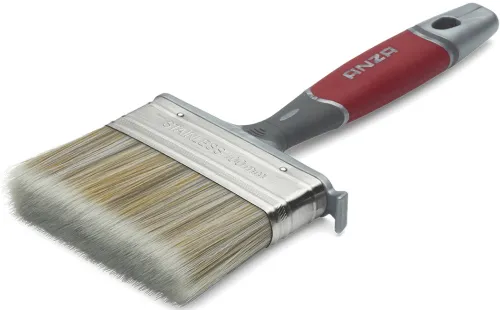 Кисть малярная Anza / Анза ELITE универсальная для наружных работ, с синтетической щетиной, плоская, 100мм / малярные и отделочные инструменты