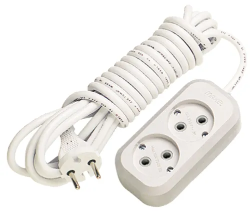 Удлинитель бытовой MAKEL MGP 103, белый, 2 розетки, 3м