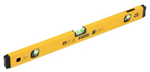 Уровень строительный Denzel / Дензел магнитный, фрезерованный, 3 глазка, из алюминиевого сплава, длиной 60см / измерительный инструмент