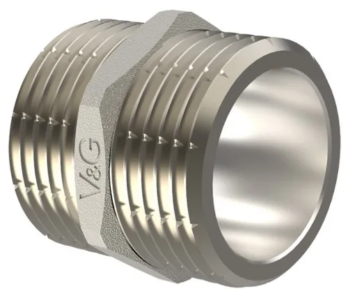 Ниппель V&G переходной, латунь, резьба 1/2 дюйма VG-203101