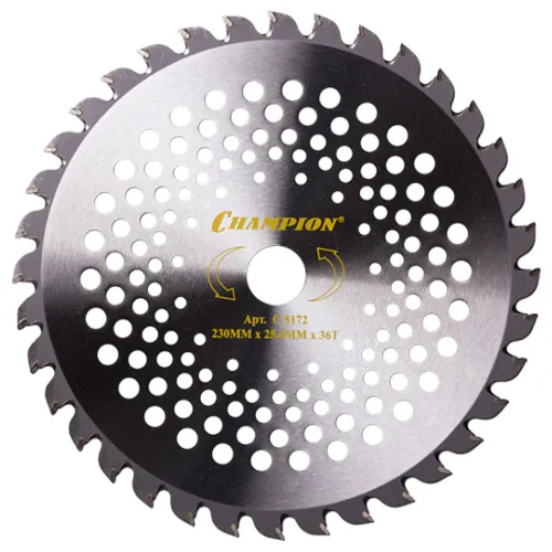 Нож для триммера Champion / Чемпион Speed с зубцами из твердого сплава, для любого вида травы, серебристый, 36/230/25.4 / садовая техника