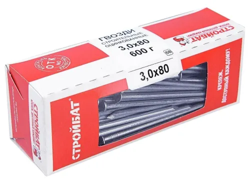 Гвозди строительные Стройбат оцинкованные 3.0×80мм 0.6кг арт. 2611019