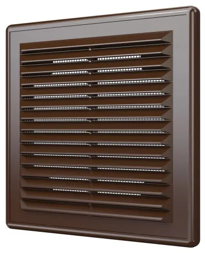 Решетка вентиляционная ЭРА 1515Р, коричневая, 150х150мм с сеткой