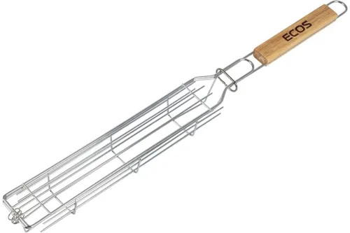 Решетка гриль ECOS 9710D, хромированная, с деревянной ручкой