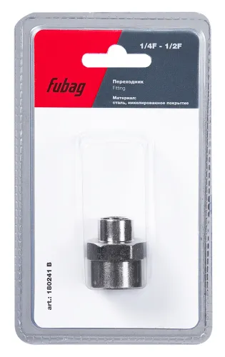 Переходник Fubag / Фубаг для пневмоинструмента, из стали, внутренняя резьба 1/4дюйма и 1/2дюйма / оснастка