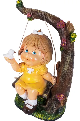 Фигурка садовая PARK / Парк Девочка на качелях декоративная, из полистоуна, 48см / дом и сад