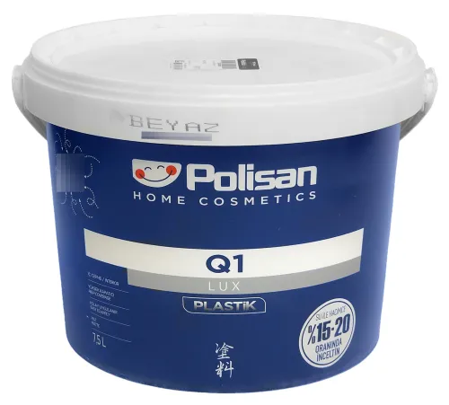 Краска для стен и потолков Polisan / Полисан Q1 Lux Plastik акриловая, по бетону, матовая белая, база A, 7.5л / лакокрасочные материалы