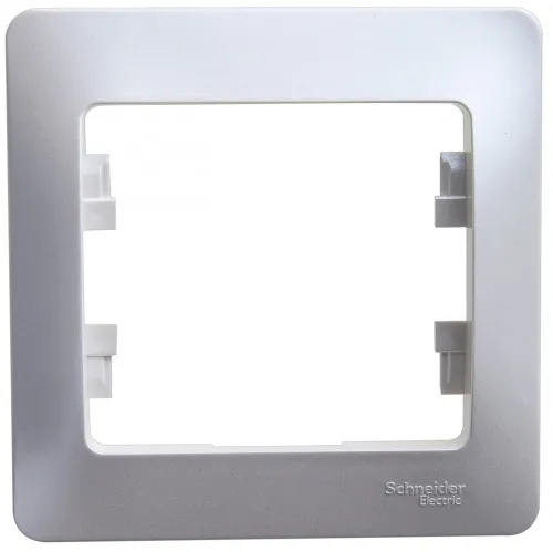 Рамка электроустановочная Schneider Electric / Шнайдер Электрик GLOSSA 1-постовая, цвет алюминий, 83×83×12мм