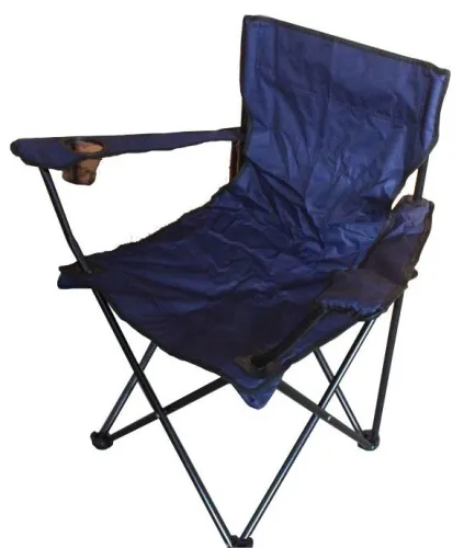 Кресло складное PARK / Парк DW-2009H с подлокотниками и чехлом, металлическая труба, полиэстер, цвет синий, до 120кг, 500х500х800мм / товары для пикника
