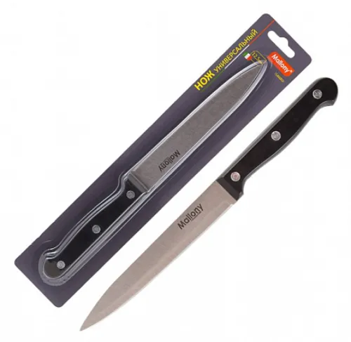 Кухонный нож Mallony / Маллони Classico универсальный, из нержавеющей стали и пластика, лезвие 12.5см, 1шт. / кухонные принадлежности