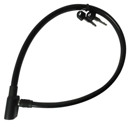 Замок для велосипеда PARK / Парк KL-004 тросовый, стальной с ПВХ оболочкой, черный, диаметр 10мм, длина 600мм / противоугонный трос