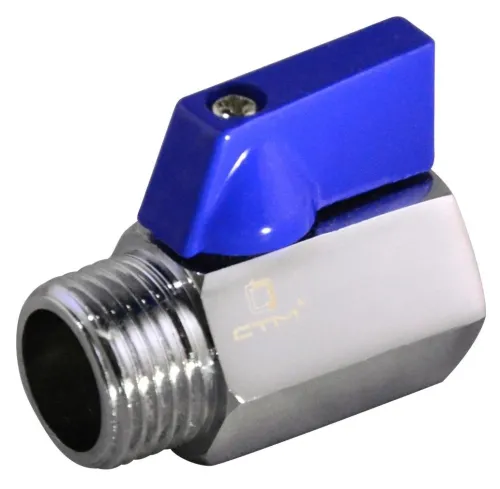 Кран шаровый для воды СТМ мини прямой, гайка-штуцер, флажок, латунь, цвет серый, резьба 1/2" / запорная арматура