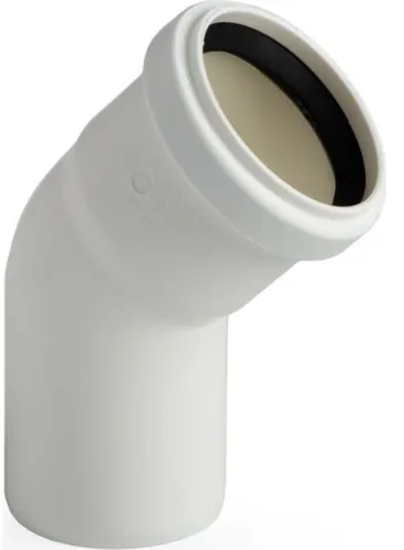 Отвод канализационный Lammin, полипропилен, белый, d50мм, 45°
