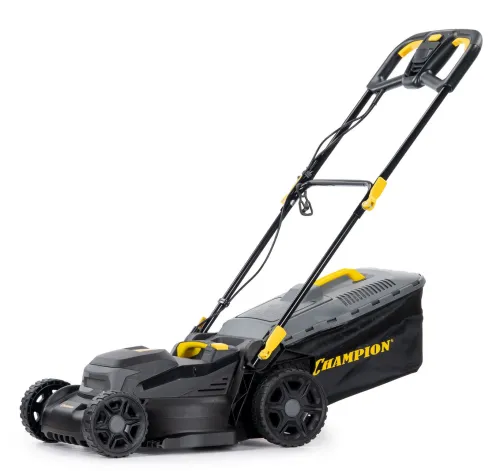 Газонокосилка электрическая Champion / Чемпион EM4018 с комбинированным травосборником на 40л, режущее полотно 40см, срез травы 2.5-7.5см, 1800Вт / садовый инструмент