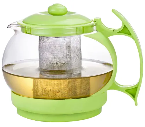 Чайник заварочный Mallony / Маллони Decotto-1100 с фильтром из нержавеющей стали, в корпусе из стекла и пластика, зеленый, 1100мл / товары для дома