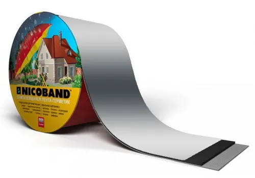Лента гидроизоляционная Технониколь Nicoband самоклеящаяся, битумно-полимерная, цвет серебристый, ширина 5см, 3м / стройматериалы