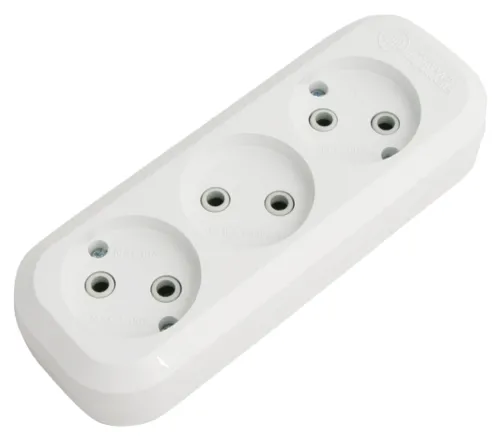 Колодка электрическая MAKEL MGP 121, 3 гнезда, 220В, 10А, белый