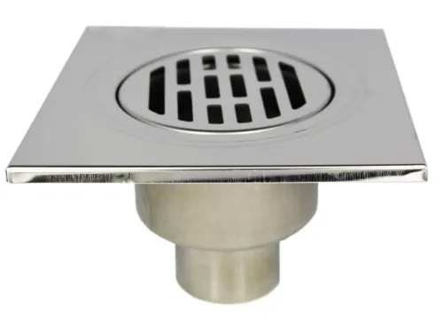 Трап для душа TIM / Тим прямой вертикальный с гидрозатвором, из нержавеющей стали, диаметр 50мм, размером 15х15см / водоотведение и канализация