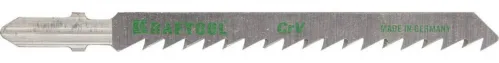 Пилка для лобзика KRAFTOOL / Крафтул T101D по дереву, прямой рез, Т-образный хвостовик, из хромованадиевой стали, рабочая длина 75мм, 2шт. / оснастка