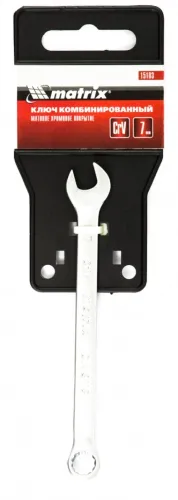 Ключ комбинированный Matrix / Матрикс гаечный, матовая полировка, из хромованадиевой стали, серый, 7мм / инструменты