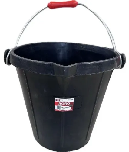 Ведро строительное DLT / ДЛТ AGRO круглое гибкое с носиком и ручкой, пластиковое, черное, 14л / строительство и ремонт