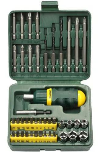 Набор отверток Kraftool / Крафтул, с реверсом в кейсе, из стали и пластика, 43 предмета / инструменты