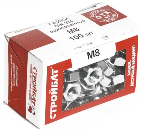 Гайка MIXTON DIN934 оцинкованная сталь М8 100шт артикул 015371