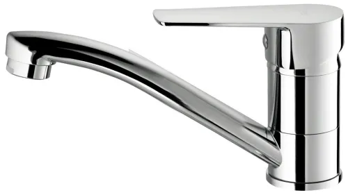 Смеситель VODA / Вода Hill для кухни, однорычажный, из латуни, цвет хром, излив 147мм / сантехника